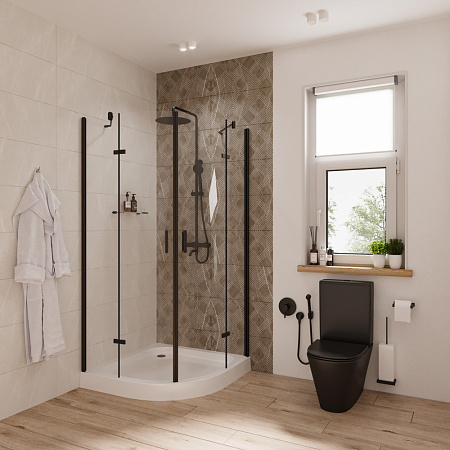 Душевой уголок Niagara Nova NG-6816-08 BLACK 100х100 четверть круга, черный