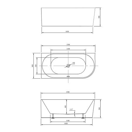 Акриловая ванна Vincea VBT-402-1700L 170x80 белый