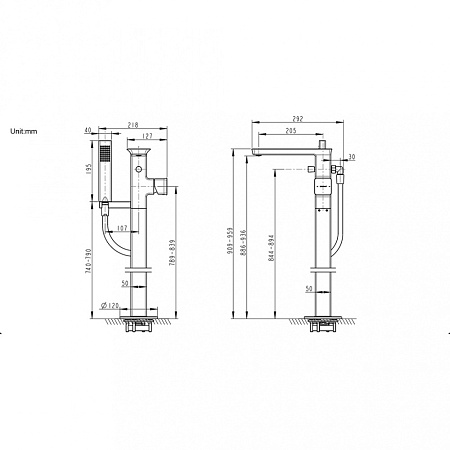 Смеситель Bravat Phillis F656101C-B3-ENG напольный, хром
