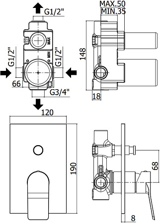 Смеситель Paffoni Tilt TI015BO/M для душа, белый