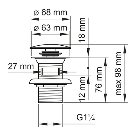 Донный клапан WasserKRAFT A024 хром