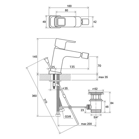 Смеситель Ravak 10° TD 055.00 X070067 для биде