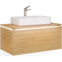 Тумба с раковиной Jorno Karat Kar.01.100/P/BuL 100 подвесная, бук светлый