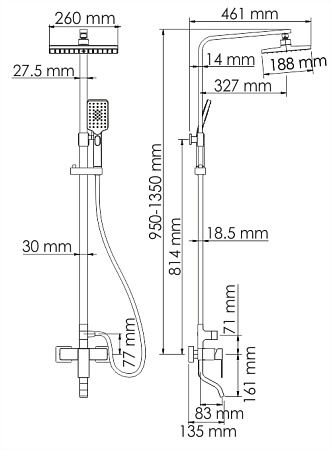 Душевая стойка WasserKRAFT A16501 хром