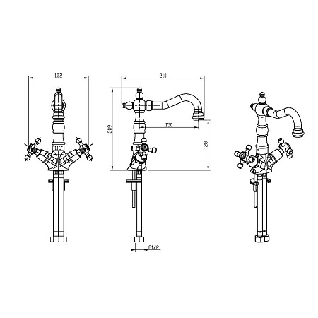 Смеситель Boheme Royal 292-Royal для раковины, золото