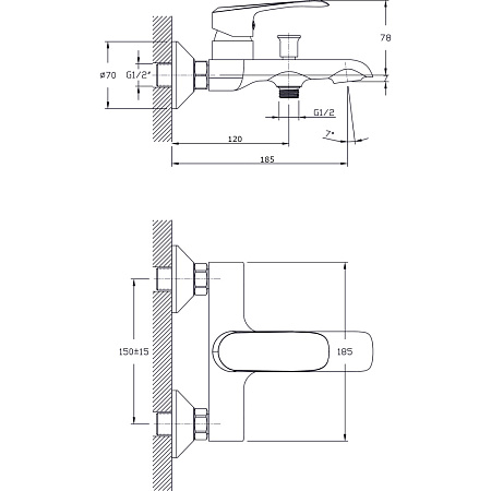 Смеситель для ванны и душа RUSH Gozo GZ3735-44 хром