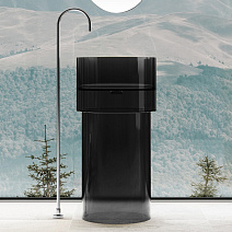 Раковина отдельностоящая прозрачная ABBER Kristall AT2701Onyx-H черный