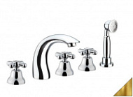 Смеситель Fiore Margot 26GO0608 на борт ванны, на 5 отверстий, золото