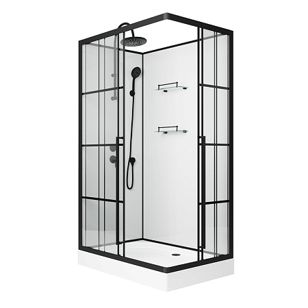 Душевая кабина Niagara Standart ST100/80/15QL/KL/BKT 100x80x225 черный матовый/прозрачный клетка