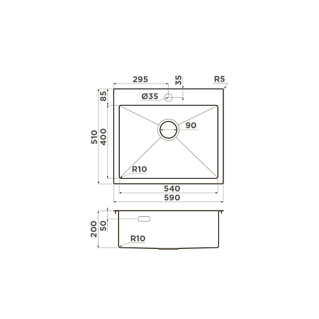 Кухонная мойка Omoikiri Akisame 59-GB 51x59x20 графит