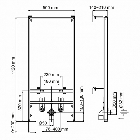 Система инсталляции WasserKRAFT Aller 10BDT.020 для биде