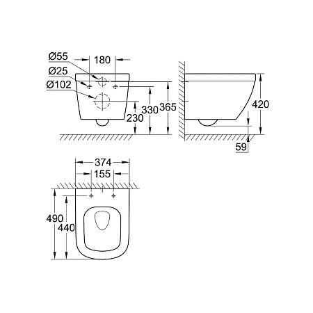 Чаша для унитаза подвесного Grohe Euro Ceramic 39206000