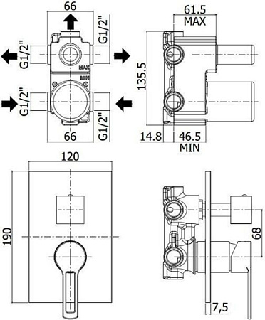 Смеситель Paffoni Ringo RIN019CR/M для душа, хром