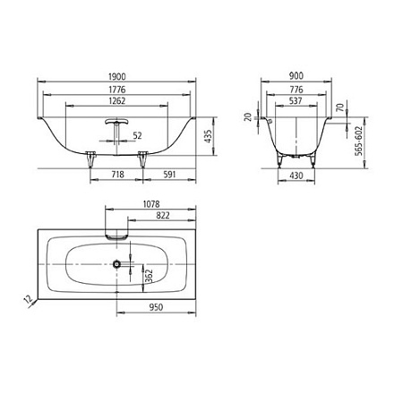 Ванна стальная Kaldewei Silenio 678 190x90 см