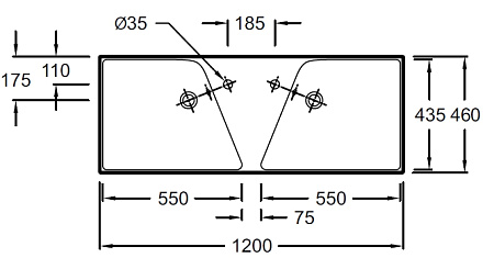 Раковина Jacob Delafon Rythmik EXM112-Z-00 120 см