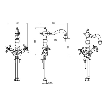 Смеситель Boheme Royal Cristal 272-Royal/CRST для раковины, хром