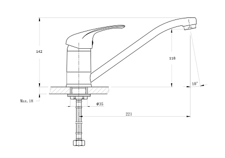 Смеситель для кухонной мойки RUSH Corsica CO4240-27 хром