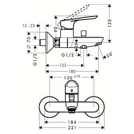 Смеситель Hansgrohe Logis E 71403000 для ванны
