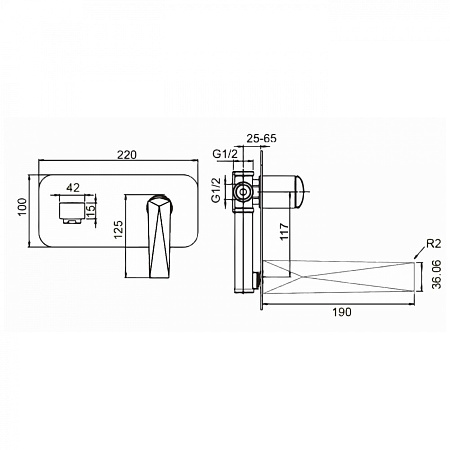 Смеситель Boheme Venturo 375 для раковины, настенный, хром
