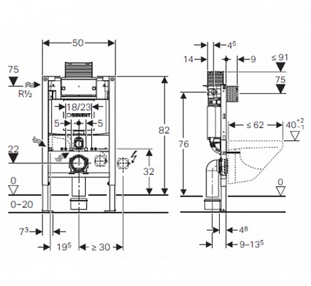 Система инсталляции Geberit Duofix Omega 111.003.00.1 для подвесного унитаза