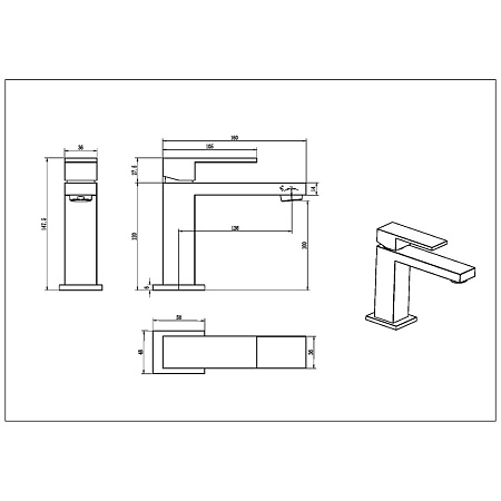 Смеситель Boheme Qubic 471-G для раковины, золото
