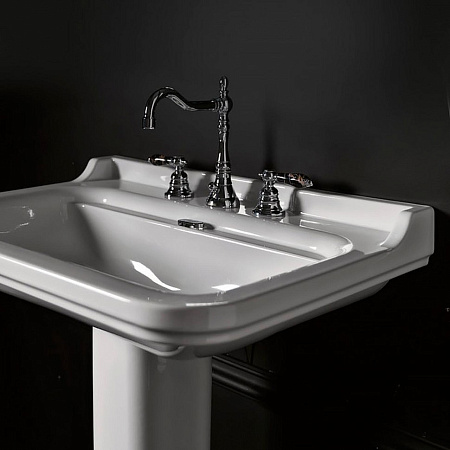 Раковина Kerasan Waldorf 4144K1bi/cr*3 120 c 3 отверстиями под смеситель, белый