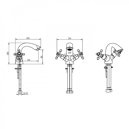 Смеситель Boheme Crystal 311-CRST для раковины, бронза