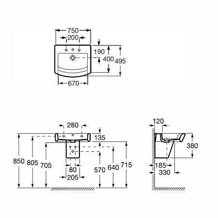 Раковина Roca Hall 32762G000 75х49,5