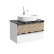 Тумба с раковиной и столешницей Sancos Delta DL80W+TT80A1X дуб светлый/белый/Black Sky