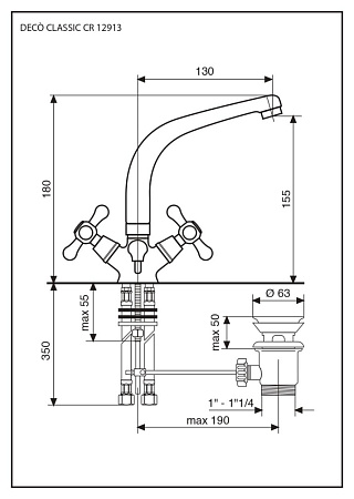 Смеситель Emmevi Deco Classic 12913OR для раковины, золото