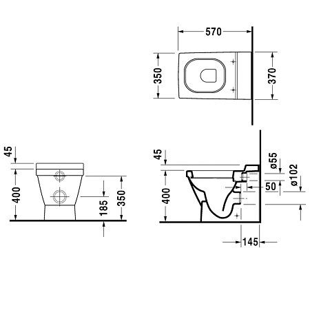 Унитаз приставной Duravit 2ND Floor 0110090000
