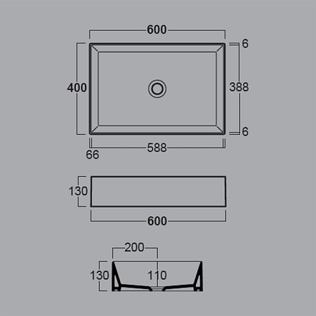Раковина накладная Simas Agile AG 60 bia 60x40x13 без отверстия под смеситель, белый