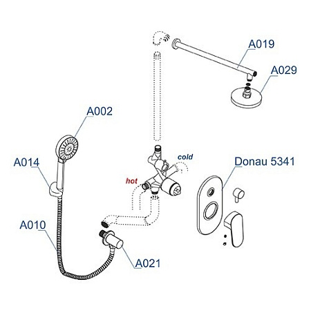 Душевой комплект WasserKRAFT Donau A14229 хром