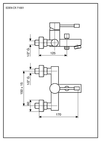 Смеситель Emmevi Eden 71001/CR для ванны, хром