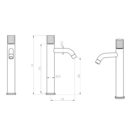 Смеситель Boheme Stick 122-BCR.2 для раковины, ручка Touch, черный/хром