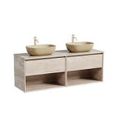 Тумба с раковиной и столешницей Sancos Marmi 1.0 140 MR1.070EG+TT140A2X дуб галифакс натурал/Kreman