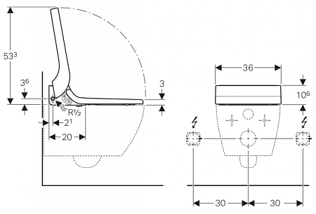 Унитаз подвесной Geberit AquaClean 146.294.SI.1 белое стекло