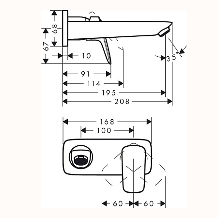 Смеситель Hansgrohe Logis 71220670 для раковины, настенный, черный матовый