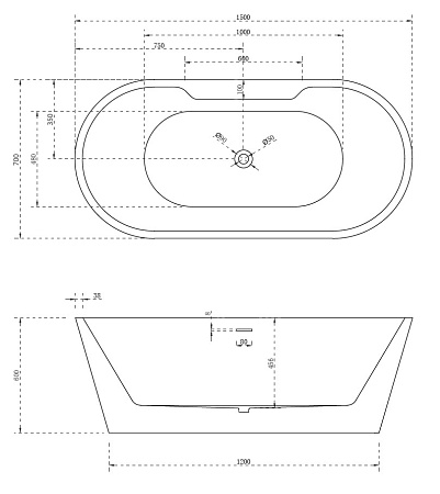 Акриловая ванна ABBER AB9299-1.5 150x70 белый
