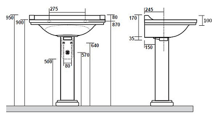 Раковина Kerasan Waldorf 4141K1bi/cr*3 80