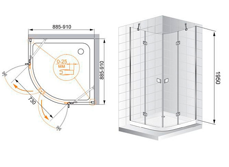 Душевой уголок Cezares Crystal R2 C Cr IV Idrorepellente Vetro
