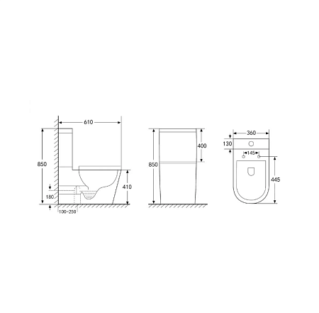 Унитаз-компакт ABBER Bequem AC1112TMB безободковый, черный матовый