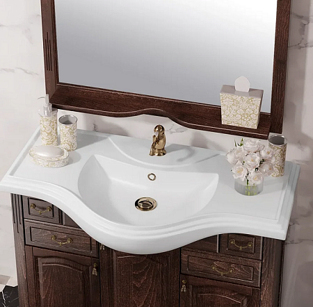 Тумба с раковиной Opadiris Риспекто Z0000001784 100 орех антикварный (Нагал, Р46) / бронза