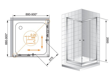 Душевой уголок Cezares Anima ANIMA-W-A-2-100-P-Cr (ANIMA-A-2-100-P-Cr)