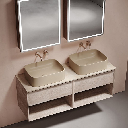 Мебель для ванной со столешницей Sancos Marmi 1.0 140 MR1.070EG+TT140A2 дуб галифакс натурал/Kreman