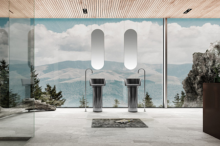 Раковина отдельностоящая прозрачная ABBER Kristall AT2702Onyx черный