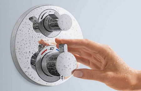 Термостат Hansgrohe Ecostat E 15757000 для ванны с душем, с запорным вентилем, хром