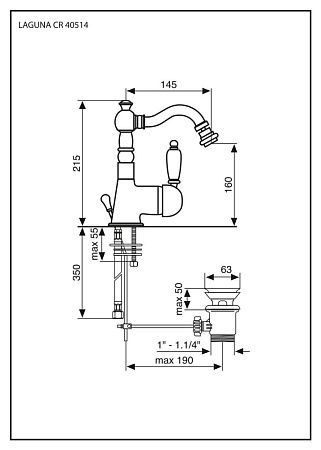 Смеситель Emmevi Laguna 40514OR для биде, золото