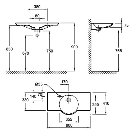 Раковина Jacob Delafon Formilia Spherik E4507-00 R 80х41 см
