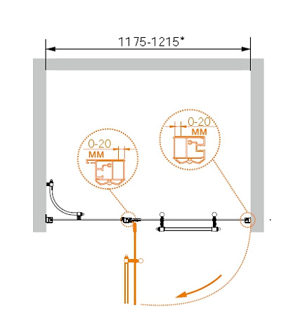 Душевая дверь в нишу Cezares Retro RETRO-B-12-120-CP-Cr-R 120 R